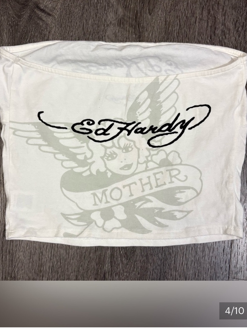 Ed Hardy White Strapless Tattoo Heart Flame Tube Top - Picture 4 of 4